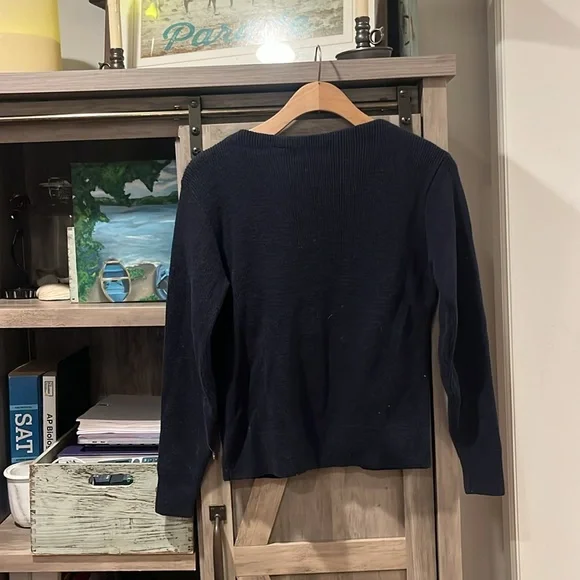 L.L. Bean Navy Soft Spun Cotton Classic Ribbed Sweater,M - Picture 4 of 7